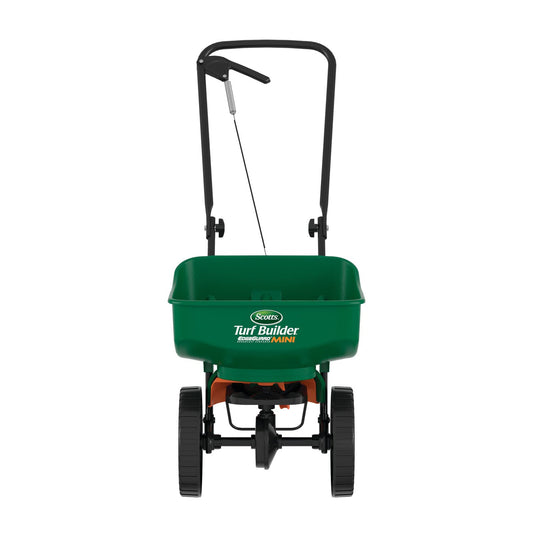 Scotts Turf Builder EdgeGuard Mini Broadcast Spreader - Spreader for Lawn Fertilizer, Weed & Insect Control, Grass Seed, and Ice Melt, Holds Up to 15,000 sq. ft. of Product