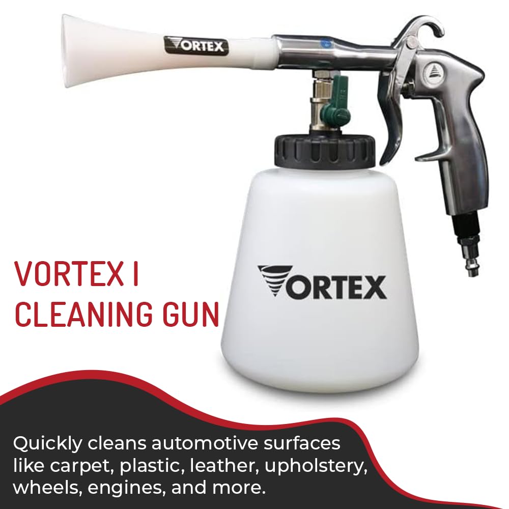 HI-TECH Vortex I Air Cleaning Gun – Deep Cleans Auto Interiors & Exteriors – Compressed Air Powered – Car Detailing Tool for Dirt, Dust, Grime & Stains