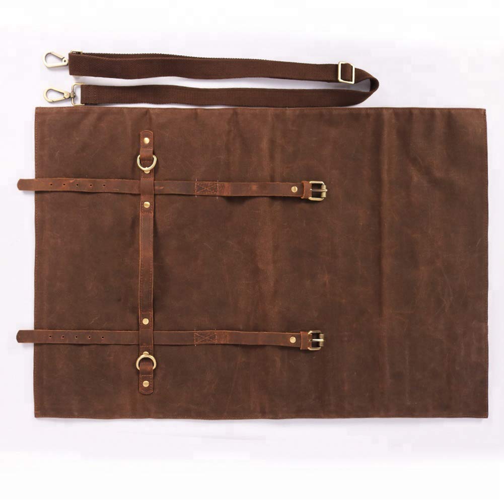 Large Chef’s Knife Roll Bag,Heavy Duty Waxed Canvas Knife Carrier,11 Pockets Kitchen Cooking Tools Storage Case, Easily Carried By Shoulder Strap ForProfessional Chefs,Culinary School Students