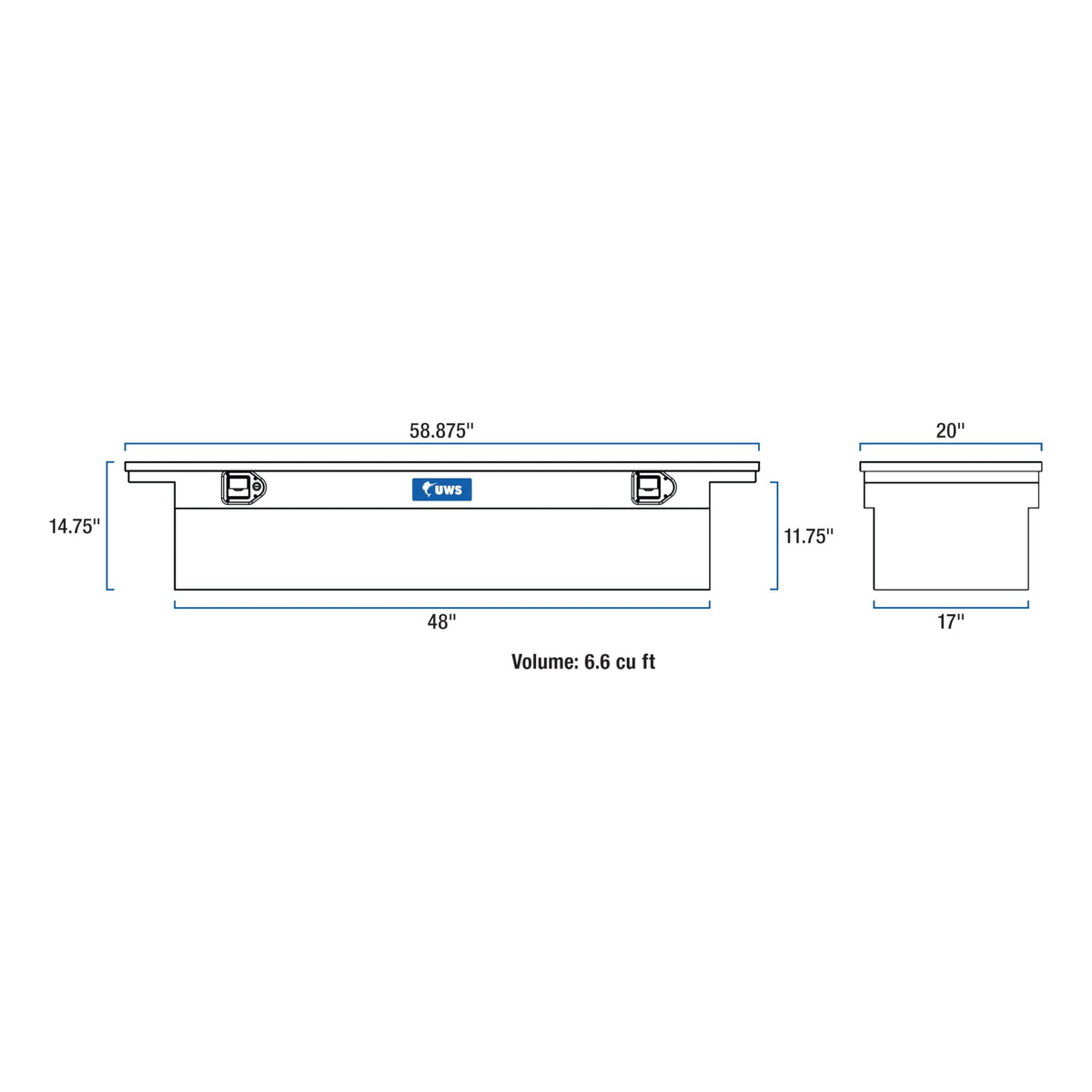 UWS EC10141 58-Inch Heavy-Wall Aluminum Truck Tool Box with Low Profile, RigidCore Lid