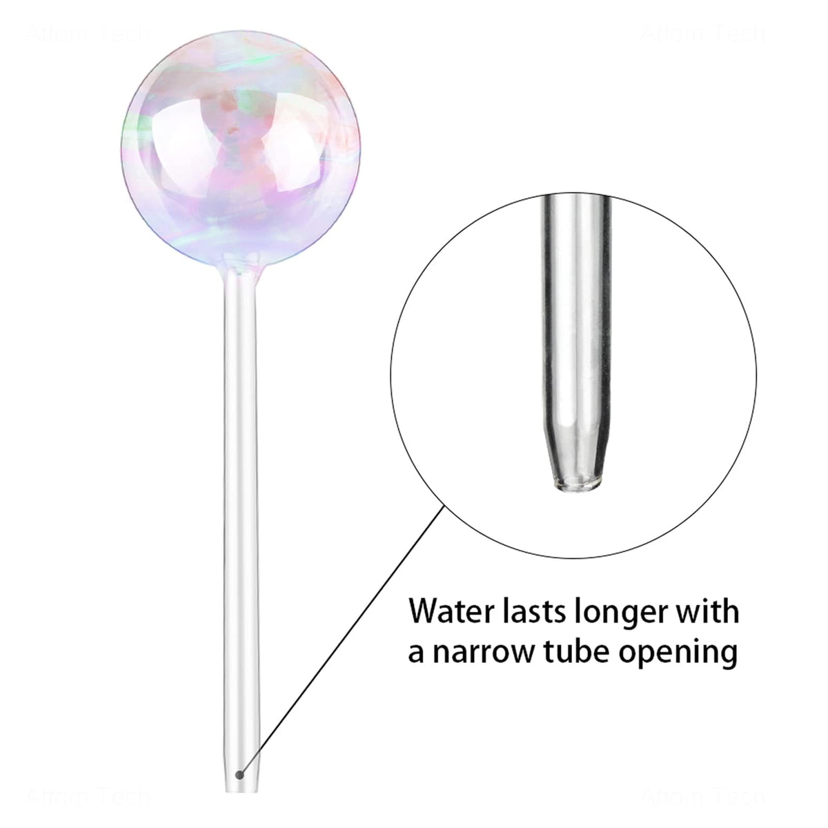 Tomorotec [4 PCS] Light Iridescent Rainbow Gradient Color Clear Glass Self-Watering System Spikes, Automatic Plant Waterer Bulbs