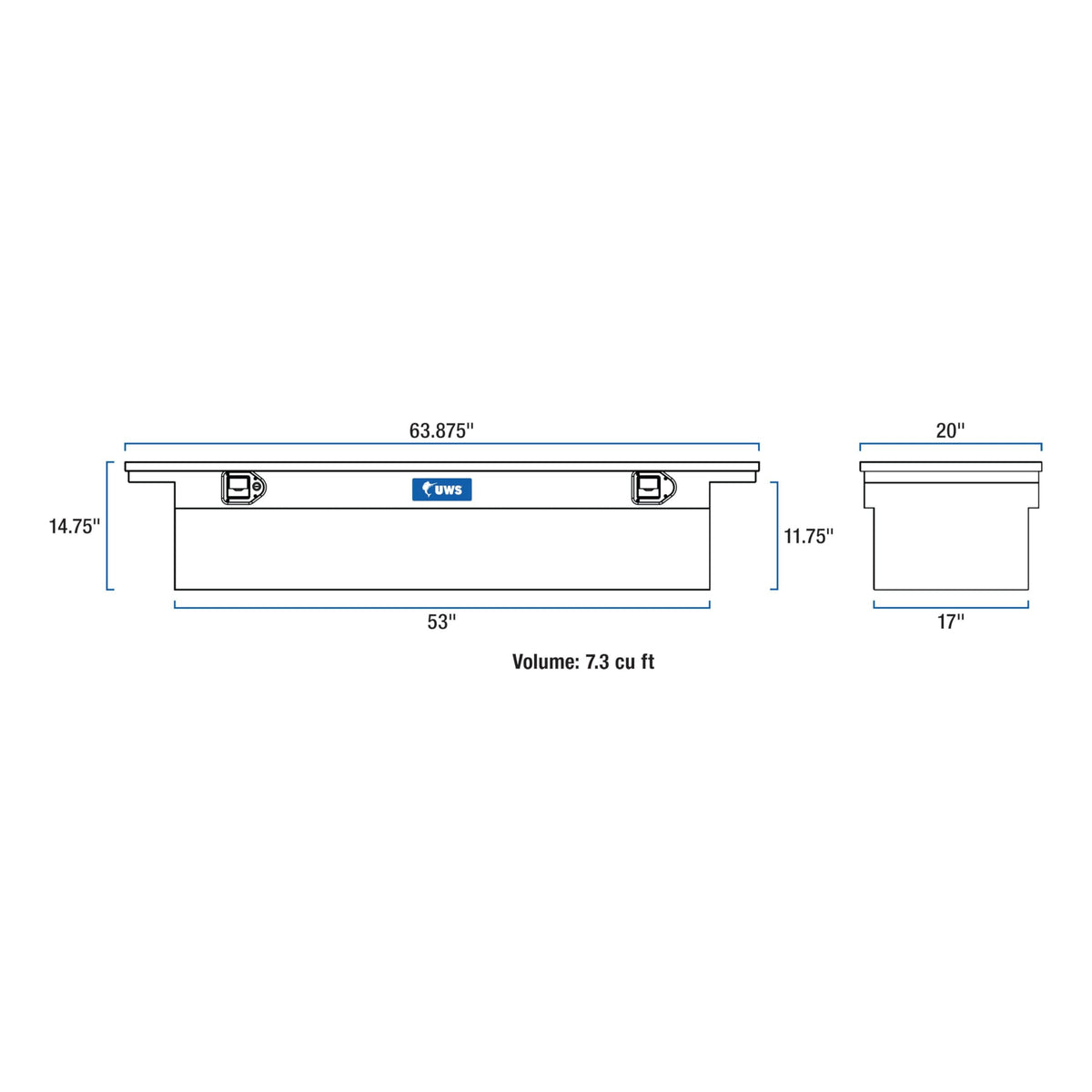 UWS EC10331 63-Inch Heavy-Wall Aluminum Truck Tool Box with Low Profile, RigidCore Lid