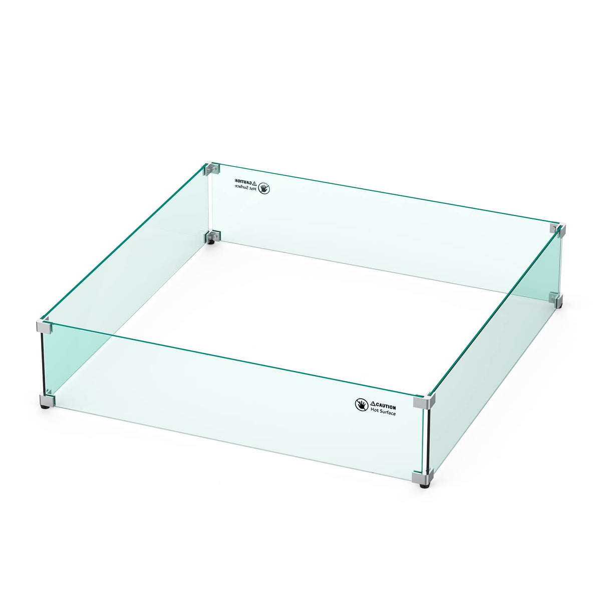 Skyflame Fire Pit Glass Wind Guard Square, 30" x 30" x 6" Tempered Glass Flame Shields, Fire-Resistant Windscreen Set, Fits for 24-inch fire Pit Burner pan