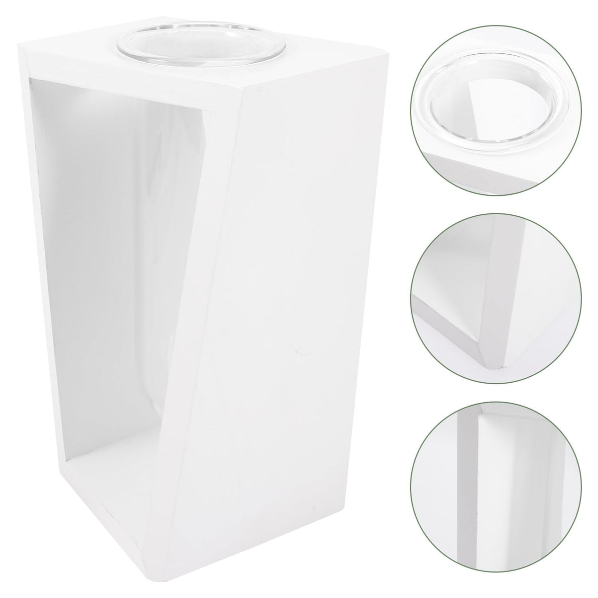 YARNOW Test Tube Plant Vase with White Wood Rack, Glass Hydroponic Propagation Tubes for Indoor Water Culture, Small Terrarium Holder for Home and Office Décor
