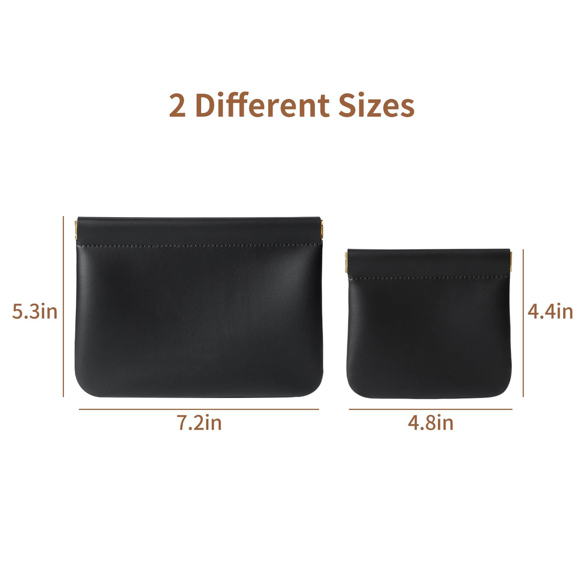 MEIBOOCH 2 Pack Small Makeup Bag for Women, New Organosilicon Super Fiber PU Leather Mini Cosmetic Bag for Travel, Coin Purse Organizer Storage Pouch (No Phrase Printed, Black)