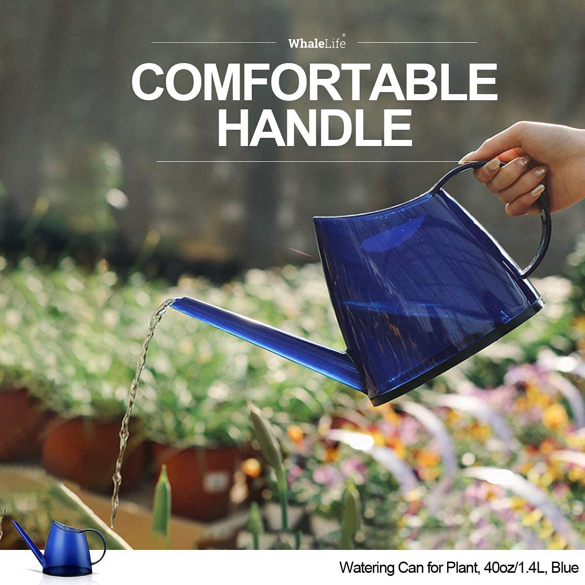 WhaleLife Indoor Watering Can for House Bonsai Plants (1.4L, Blue)