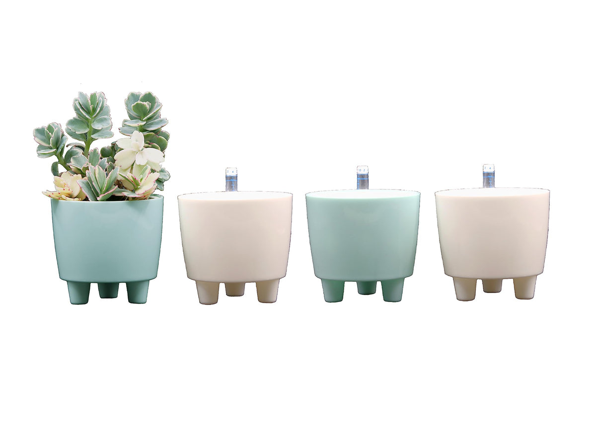 Selfwatering Mini Planters 4-Pack with Water Level Indicator for African Violets, Small House Plants