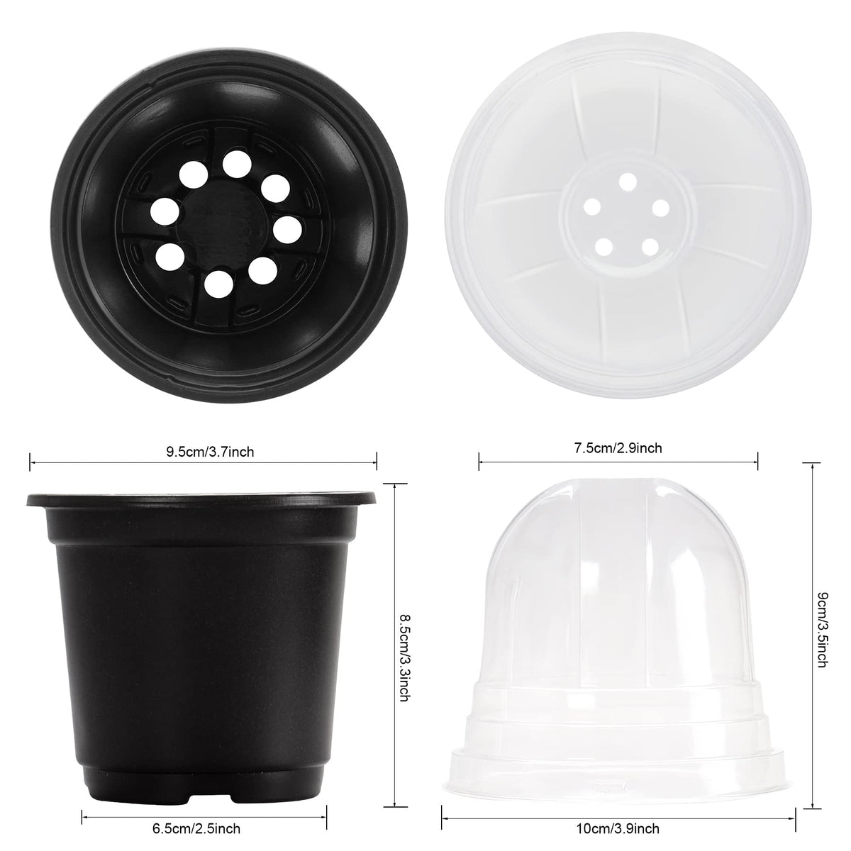MIXC Plant Nursery Pots with Humidity Dome 4" Soft Transparent Plastic Gardening Pot Planting Containers Cups Planter Small Starter Seed Starting Trays for Seedling with 10pcs Plant Labels，30 Sets…