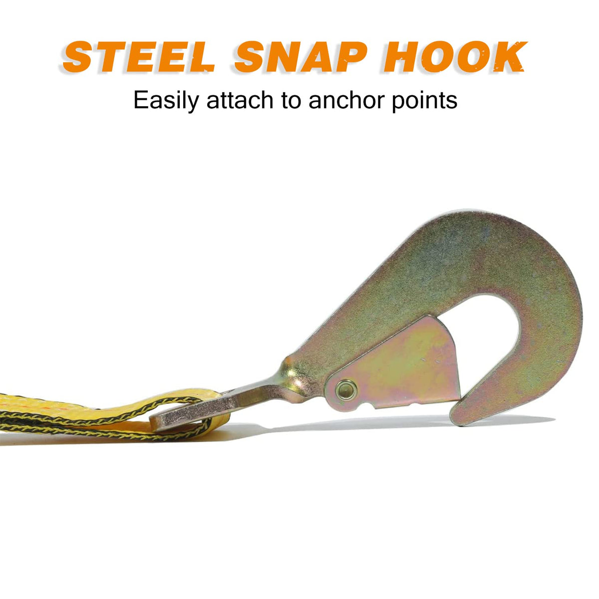 Autofonder Heavy Duty Adjustable Car Tie Down Kit with Snap Hooks -Break Strength 10,000 lbs-Working Load 3333 lbs-Bonus Includes 4 Pack 36" Axle Straps with D-Ring(Yellow)
