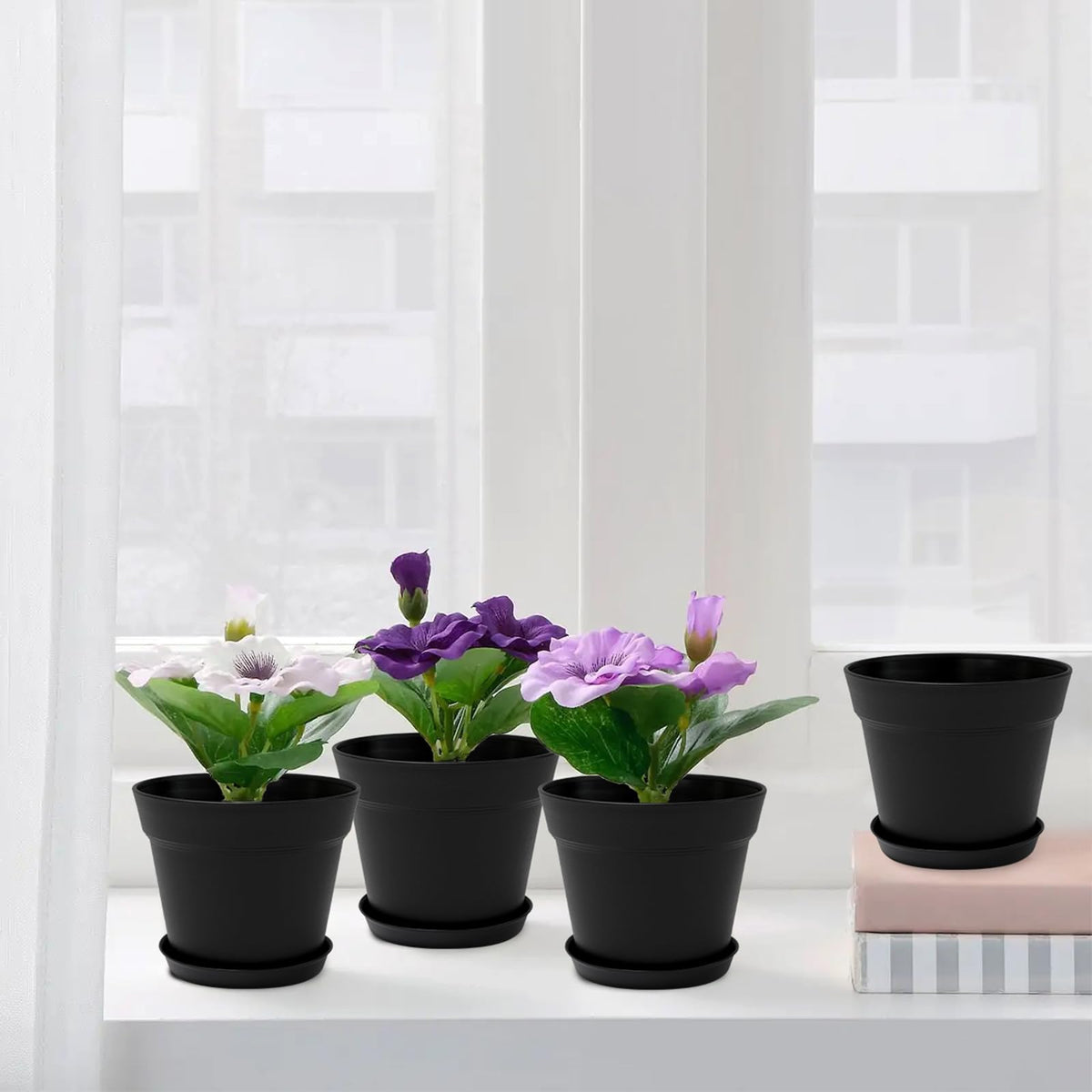 GARDIFE 20 Pack 4 inch Plant pots, planters for Indoor Plants, Flower pots, Black
