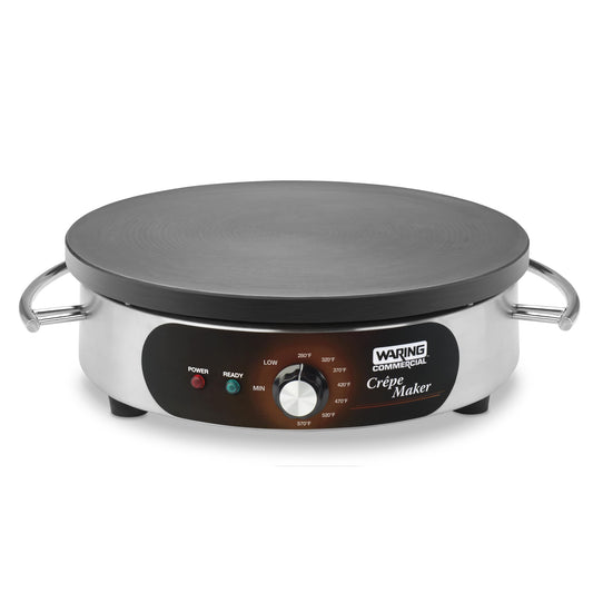 Waring Commercial Crepe Maker, 16" Cast Iron Cooking Surface, 570°F Adjustable Thermostat, for Restaurants & Commercial Kitchens, 120V, WSC160X