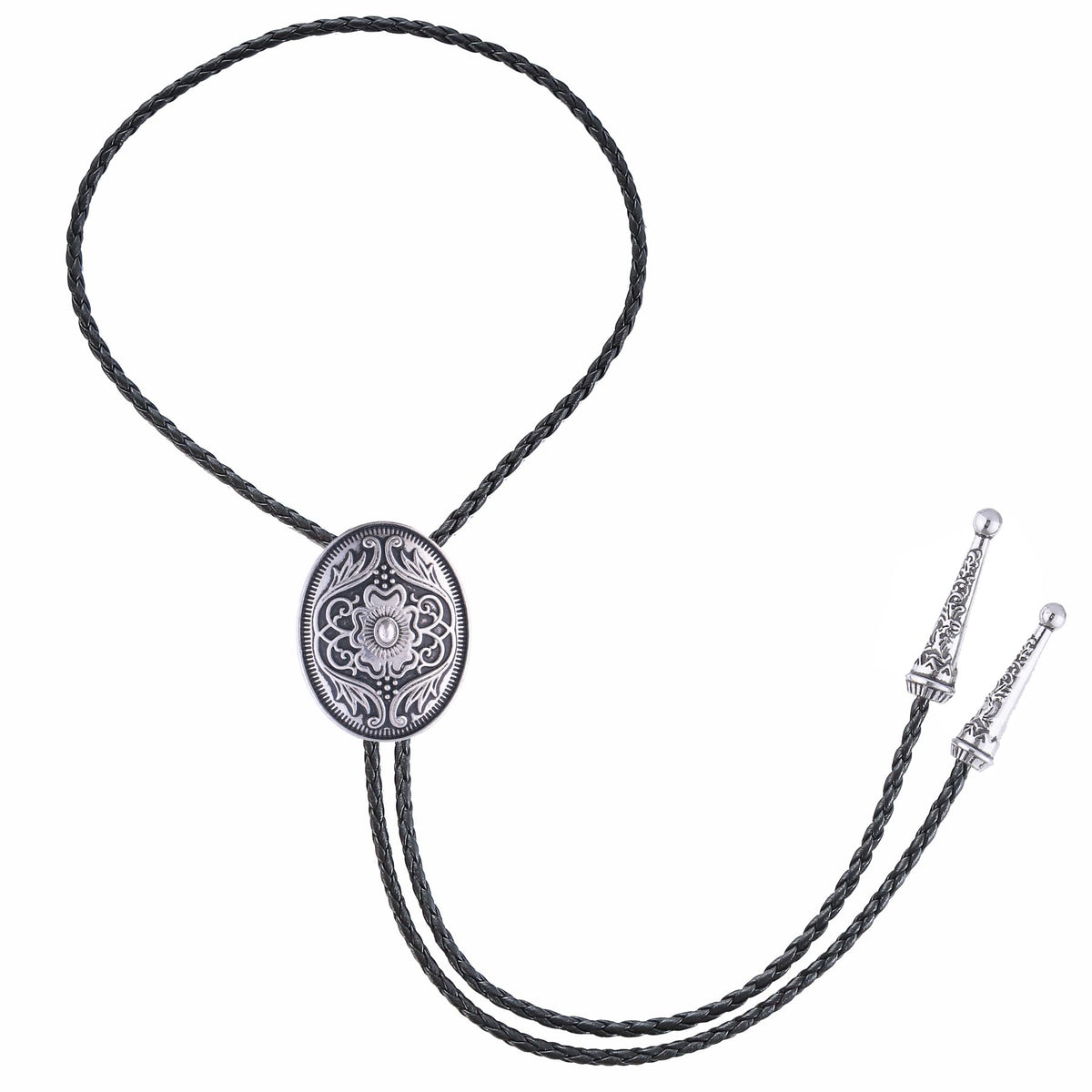 GelConnie Silver Bolo Tie for Men Women Mens Bolo Ties Western Wedding Vintage Style American Bolo Tie 3D Flower Design