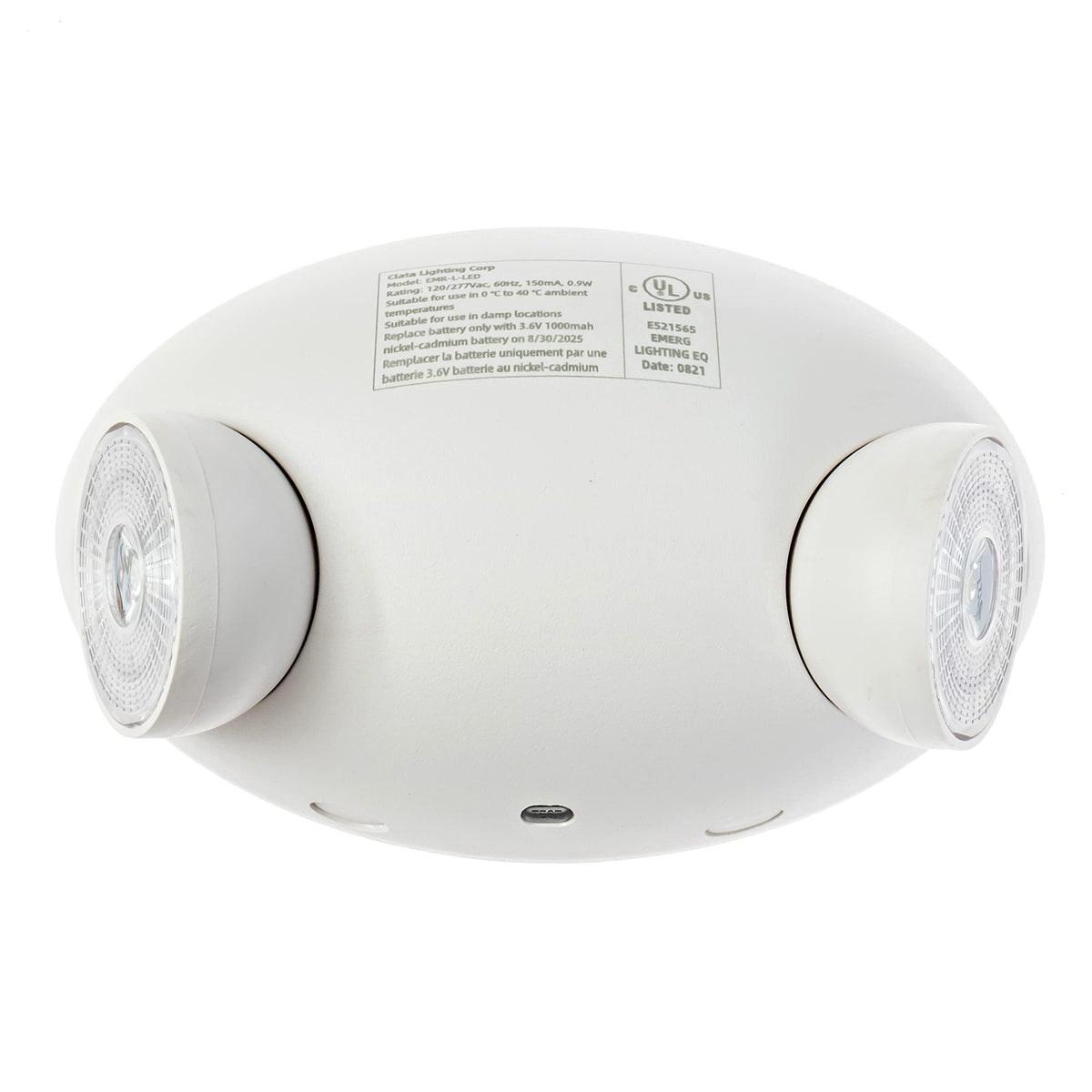 Ciata Lighting Round Head Emergency Wall Light with Battery Back-up, 120-277V, Two Head Adjustable Emergency Lighting Commercial, for Home in White Finish - 6 Pack