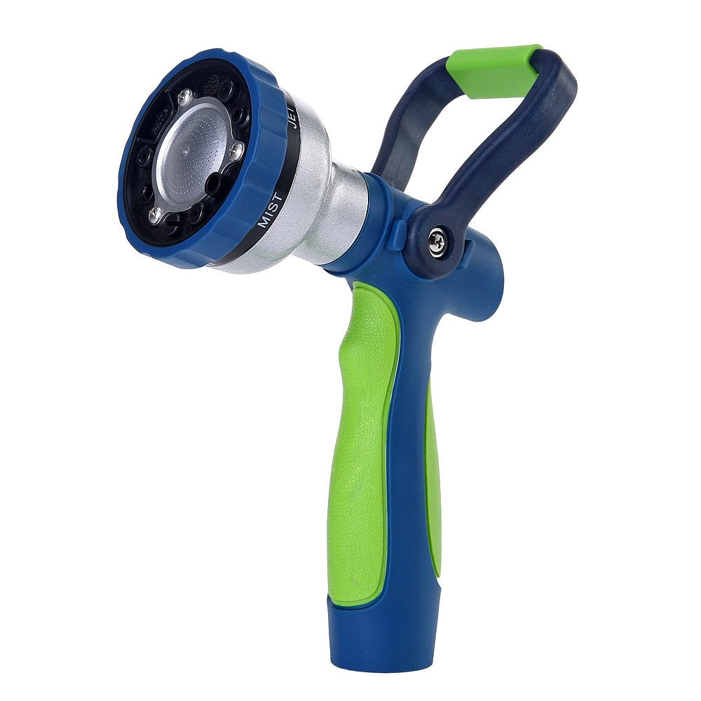 GREEN MOUNT New Patent Garden Hose Nozzle, Heavy Duty Water Nozzle, High Pressure Fireman Style Nozzle with Ergonomic Handle for Lawn and Garden Watering