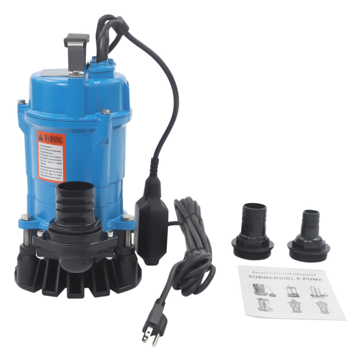 Submersible Trash Pump, 550W, Submersible Sump Sewage Pump, 49.21 ft Max Lift, 4226 Gal/h Q MAX, 3420rpm, for Pools, Garden, Pond, Basement, Flooded Area (Blue, 550W)
