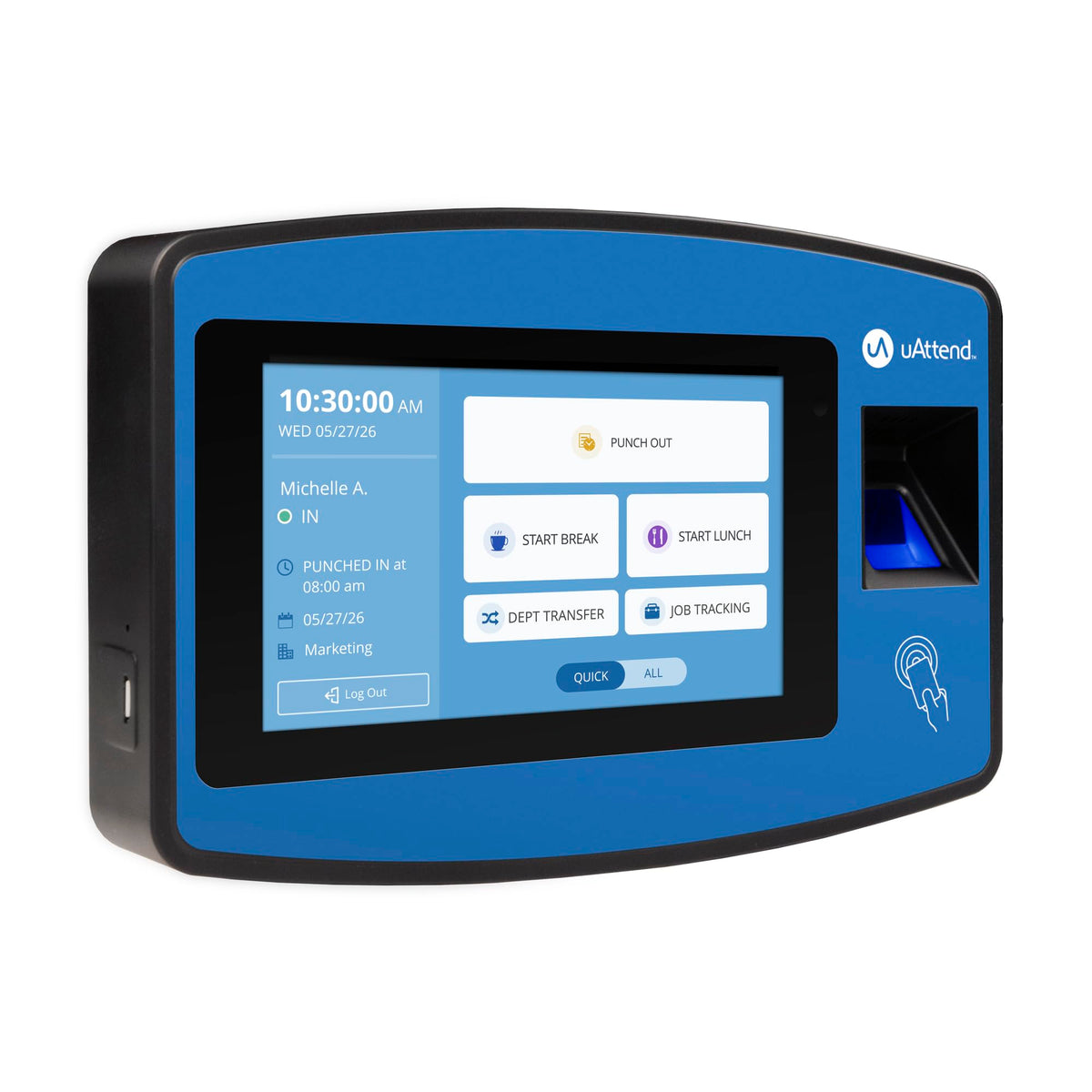 uAttend NX2500 Biometric Fingerprint, RFID, PIN Time Clock for Small Business – Cloud-Based Attendance System with Optional Payroll Integration – All-in-One System