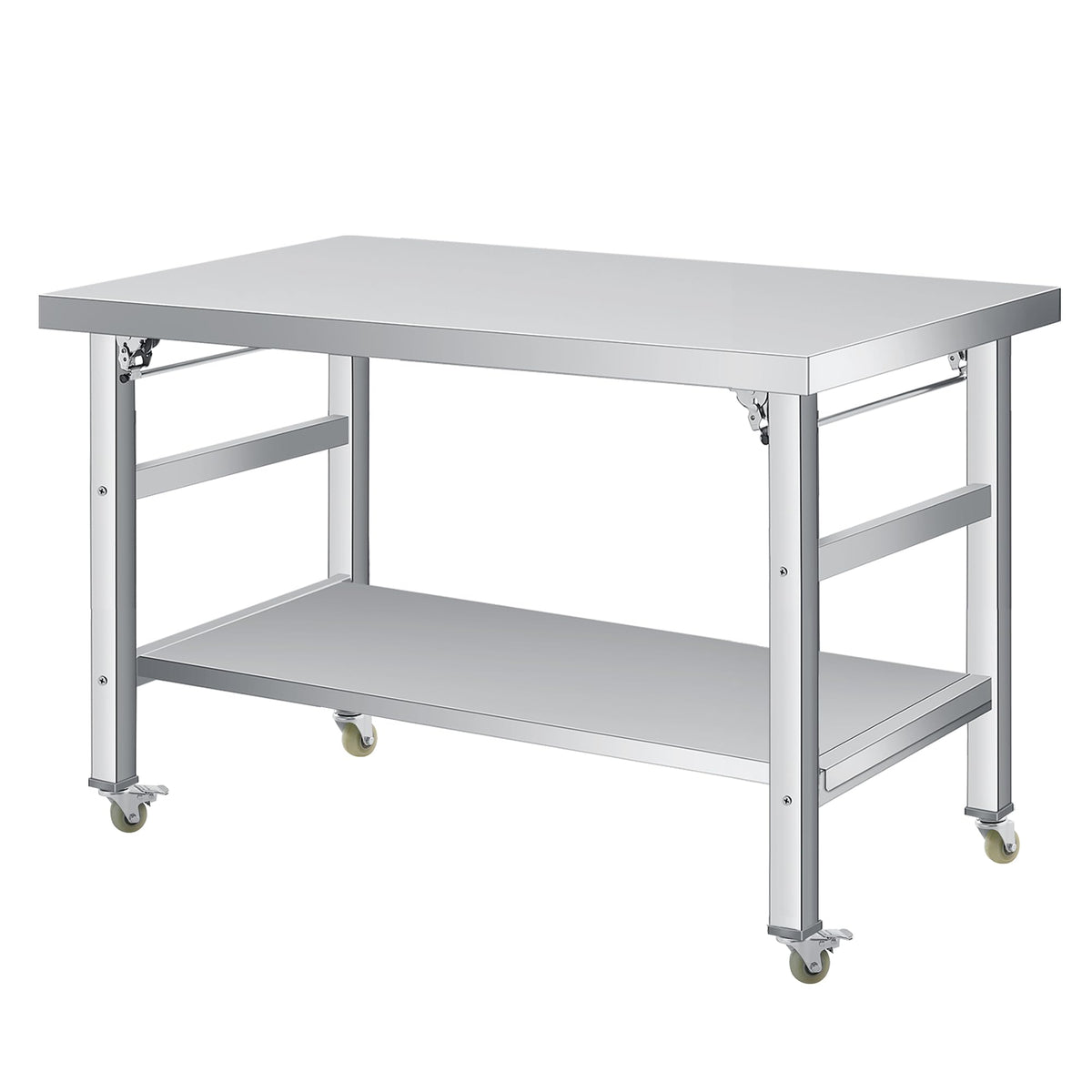COZONY 48" x 24" Stainless Steel Folding Table - 920 LBS Commercial Foldable Prep Table, Metal Worktable with Adjustable Undershelf and Lockable Casters, for Home Kitchen Restaurant Garage Warehouse