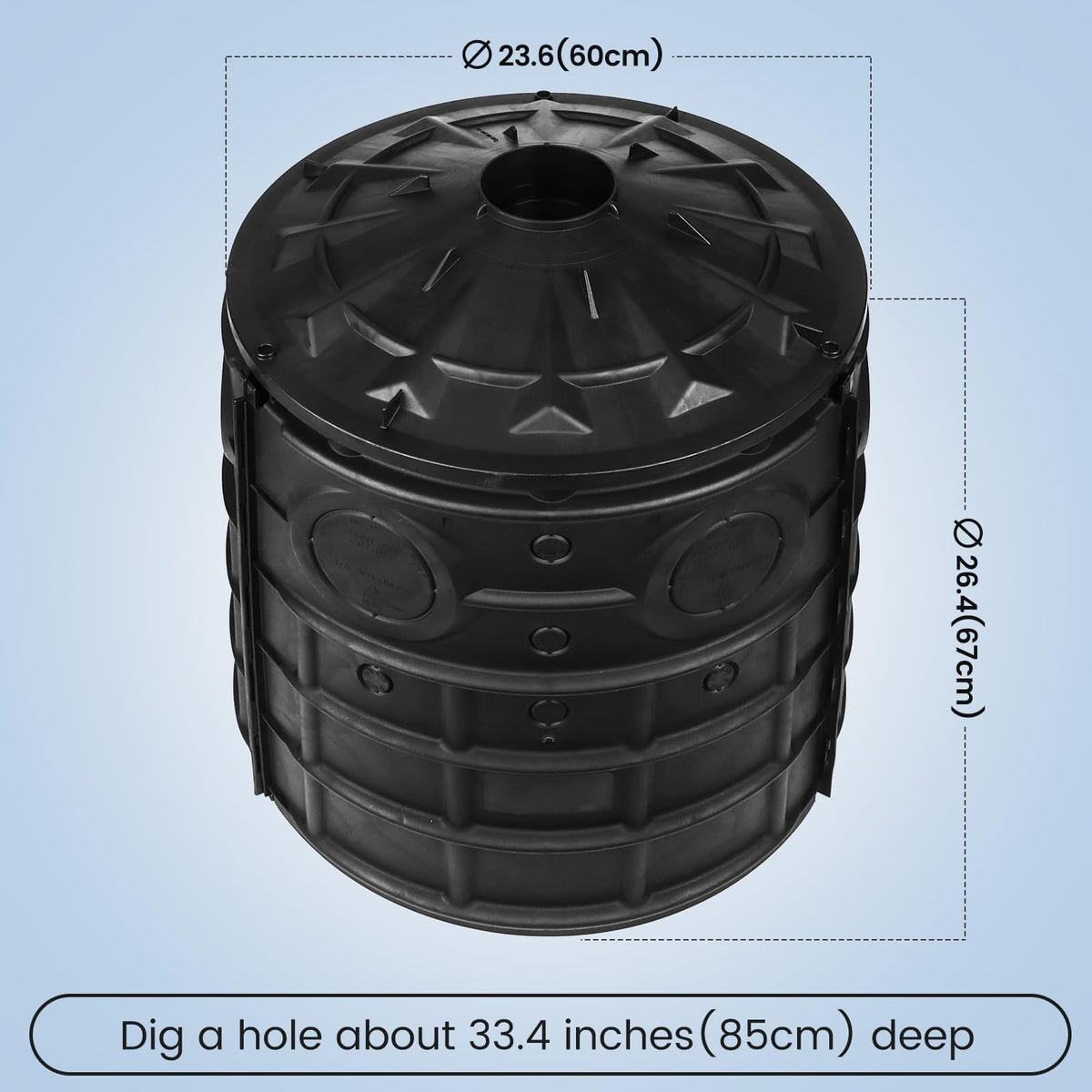 EJWOX 50 Gallon Stormwater Dry Well, Heavy Duty Catch Basin with Reinforced Fiberglass HDPE, Ribbed Structure, No-Tool Assembly, Underground Drainage System for Yard & Driveway
