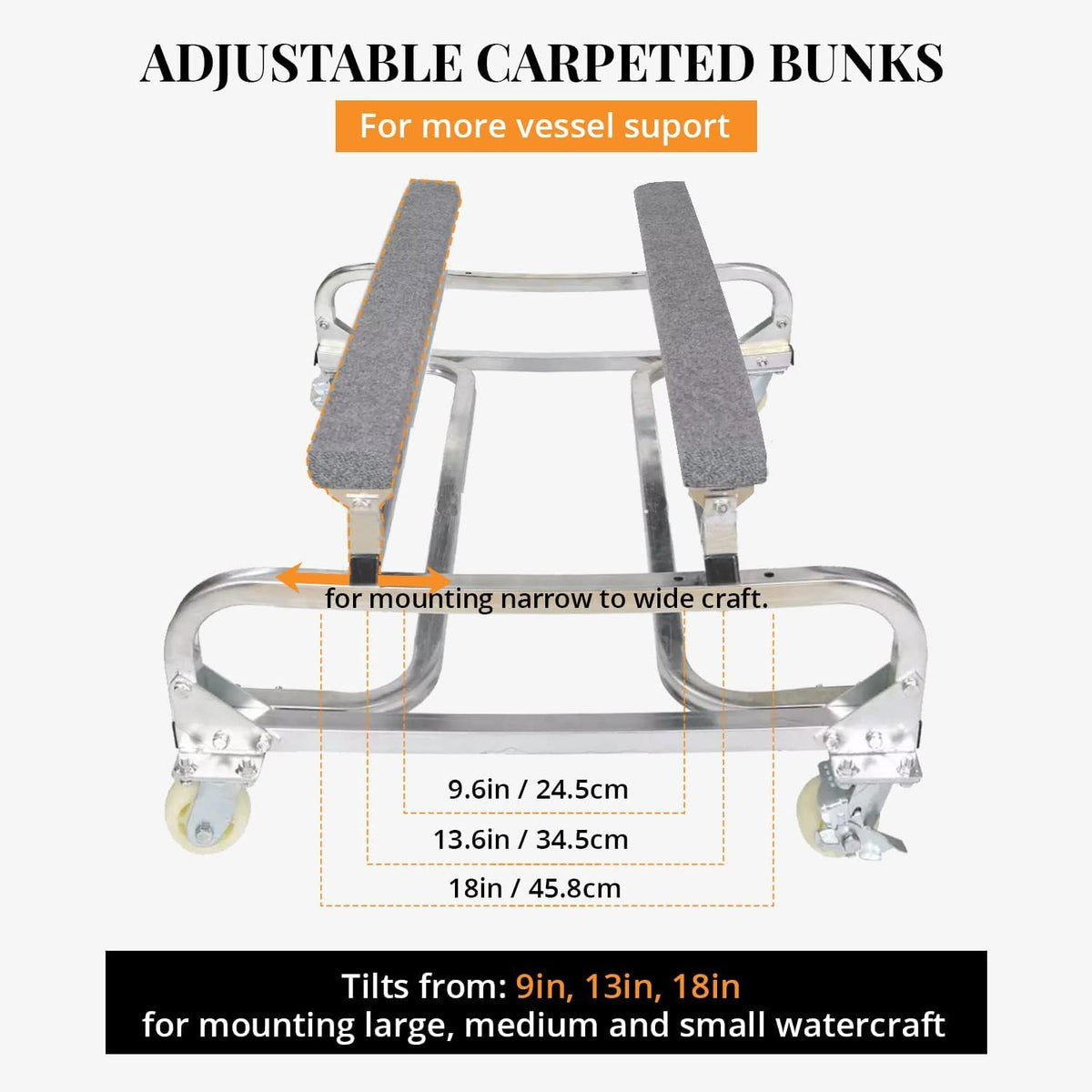 Anchor-Man Jet Ski Dolly, Small Boat Dolly Jetski Stand for Moving Watercraft, Adjustable Jet Ski Trailer with 4 Casters & 2 Brakes, Heavy-Duty Boat Stands Floating Jet Ski Dock, 1300 Lbs Capacity