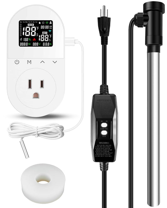 Submersible Portable Hot Tub Heater 1300W, Titanium Immersion Water Heater with Smart Thermostat, IOT Remote Control, Fast Heating for Hot Tubs,Spa Tubs, baptismal, Inflatable Pools & Above Ground