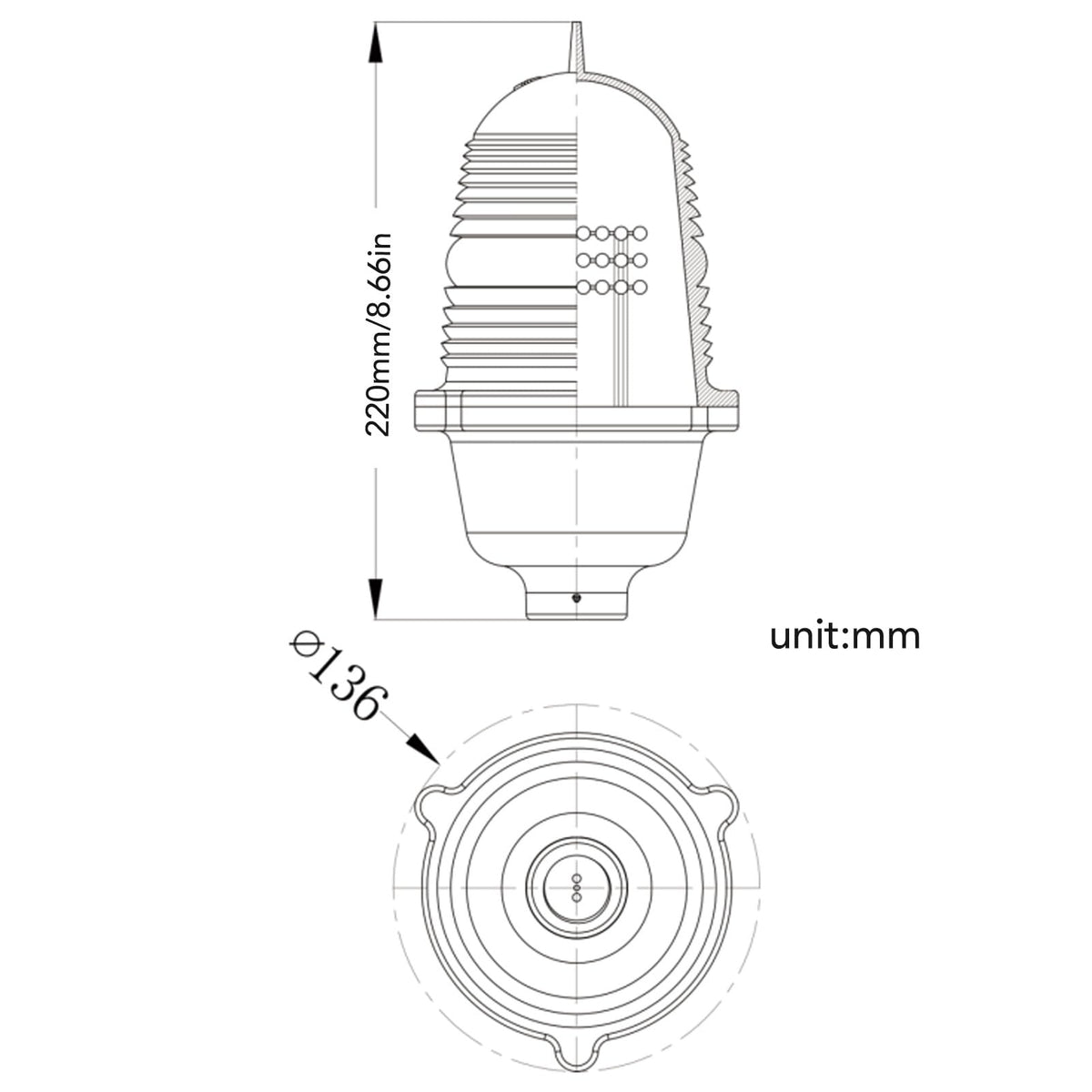 Aviation Obstruction Light, Multipurpose Warning Beacon Light High Strength Waterproof for Marine (AC110V Constant On)