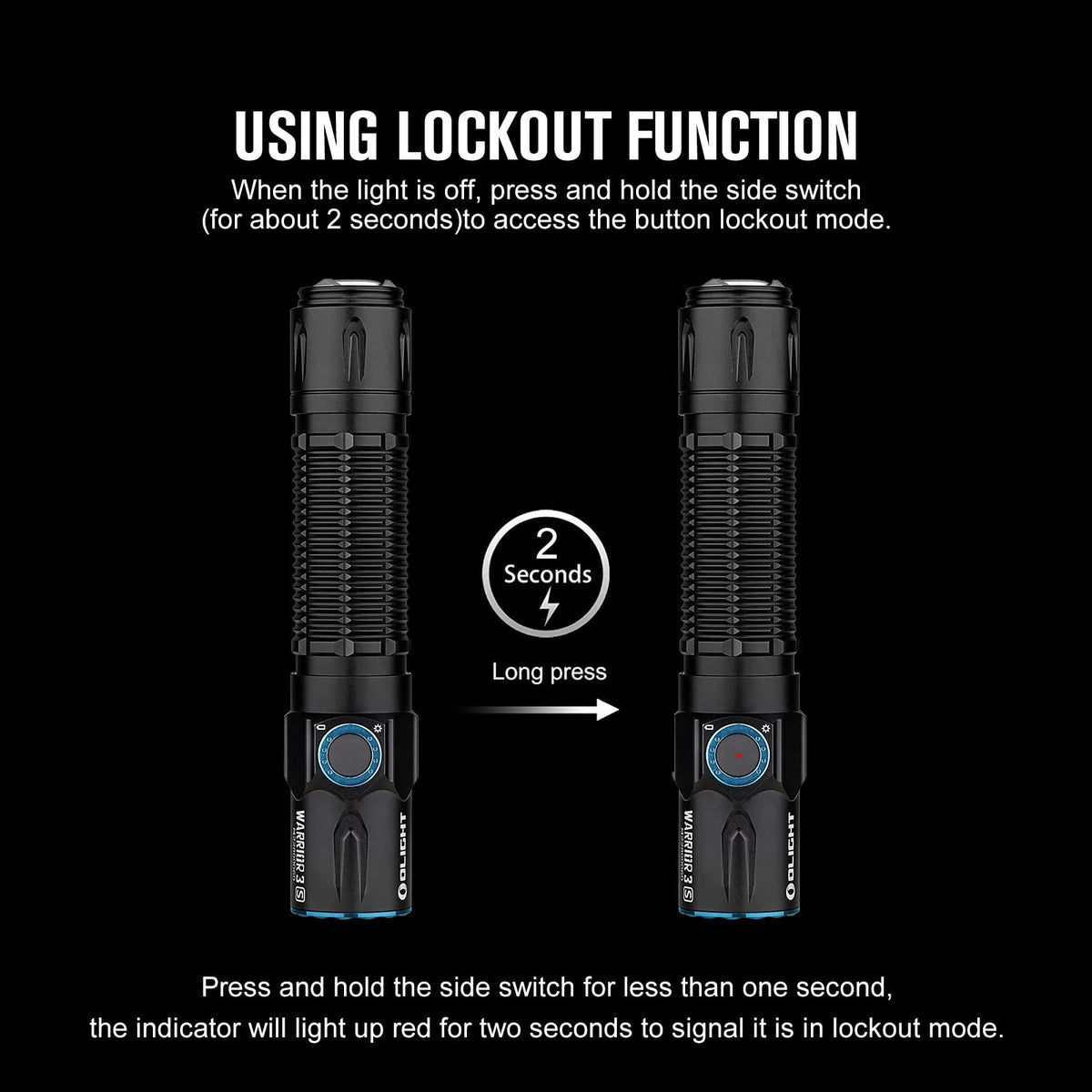 OLIGHT Warrior 3S 2300 Lumens Rechargeable Tactical Flashlight, Compact Dual-Switches LED Bright Light with Proximity Sensor, Powered by Customized Battery for Emergency and Searching (Black)