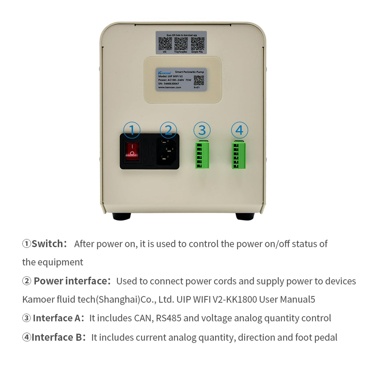 Kamoer UIP V2 Intelligent 0.1~1500ml/min high Flow peristaltic Pump with high-Precision Closed-Loop Stepper Motor 100V~240VAC dosing Pump Foot Switch (Double Head)