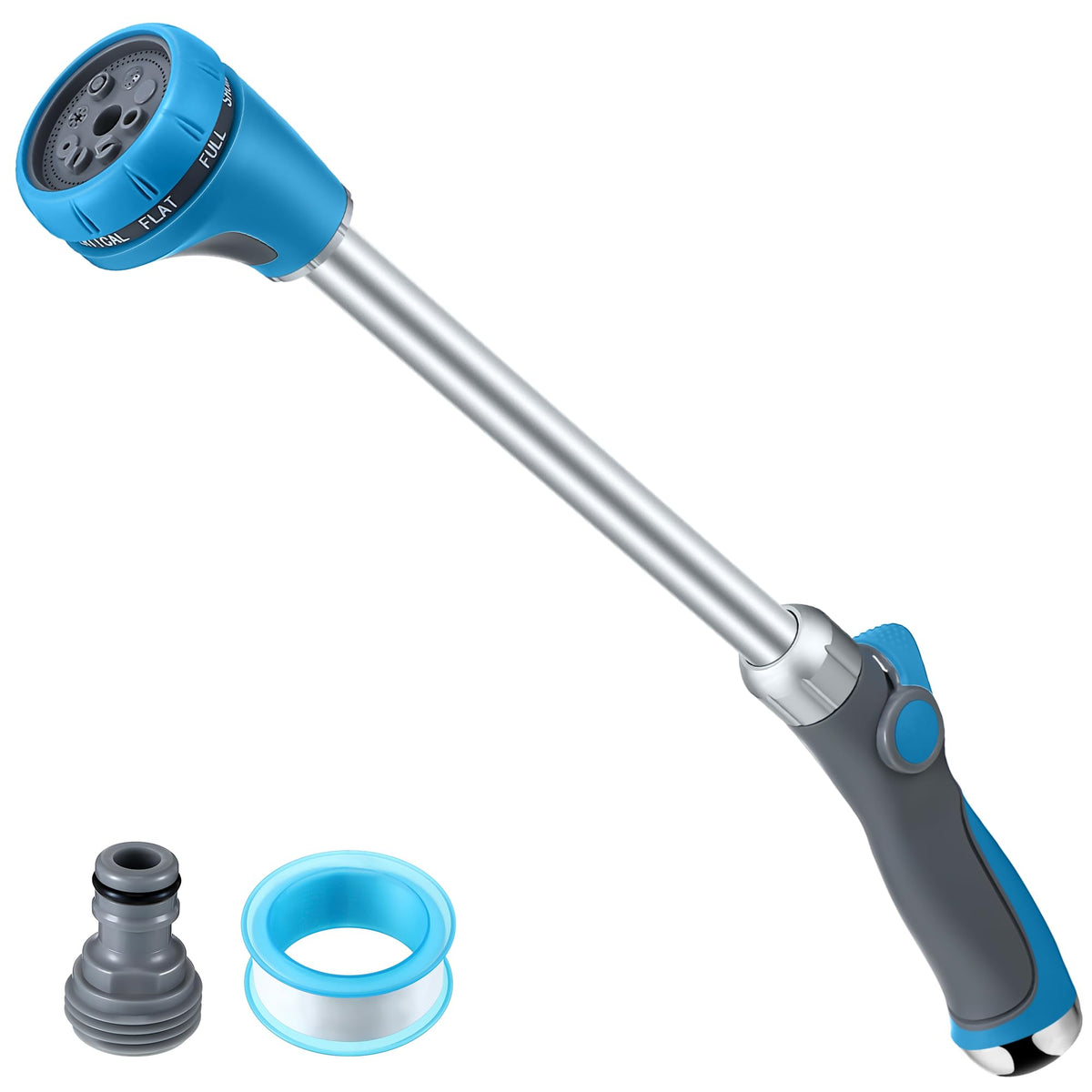 Saillong 18" Watering Wand for Garden Hose Heavy Duty, Metal Garden Hose Wand Sprayer with Thumb Control & 8 Spray Patterns, Hose Nozzle Wand for Lawn Plants Hanging Baskets, Pipe Tape Included