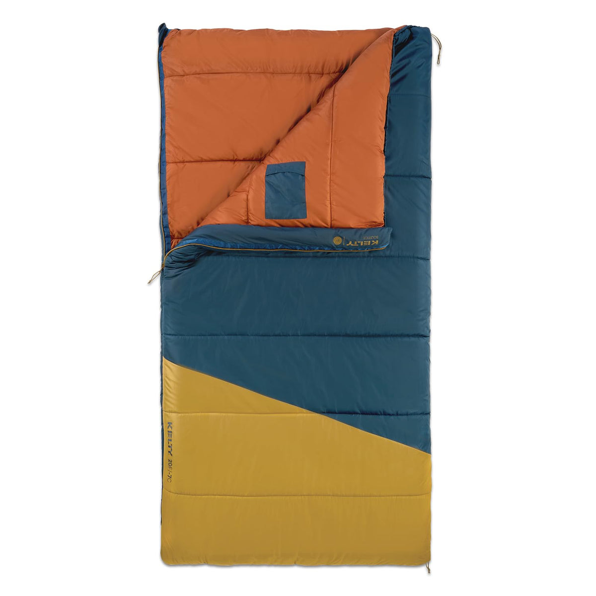 Kelty Solstice 20 Oversized Synthetic Camping Sleeping Bag, Spacious Shape, Zip Together for 2P, Anti-Snag Zips, Internal Pocket (20 Degree)