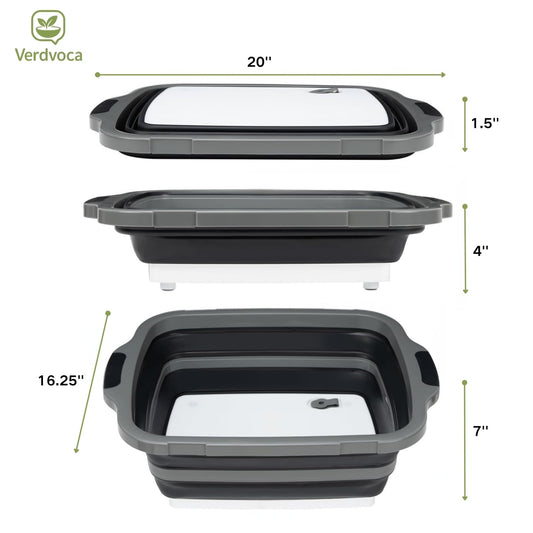 Verdvoca 1 Pcs 30L & 2 Pcs 16L Collapsible BBQ Prep Tubs with Lids for Fruit Prep & Washing, Meal Marinating and Food Storage