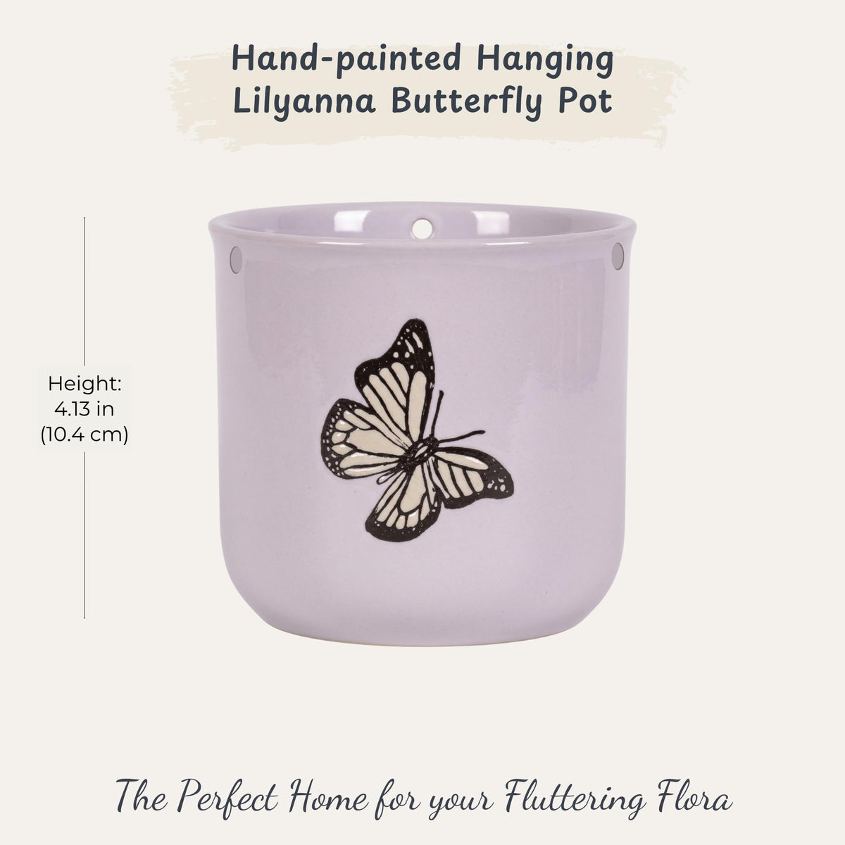 Blue Sky Clayworks Hanging Lilyanna Butterfly 5'' Flower Pot, Lilac Flutter for Garden Nooks