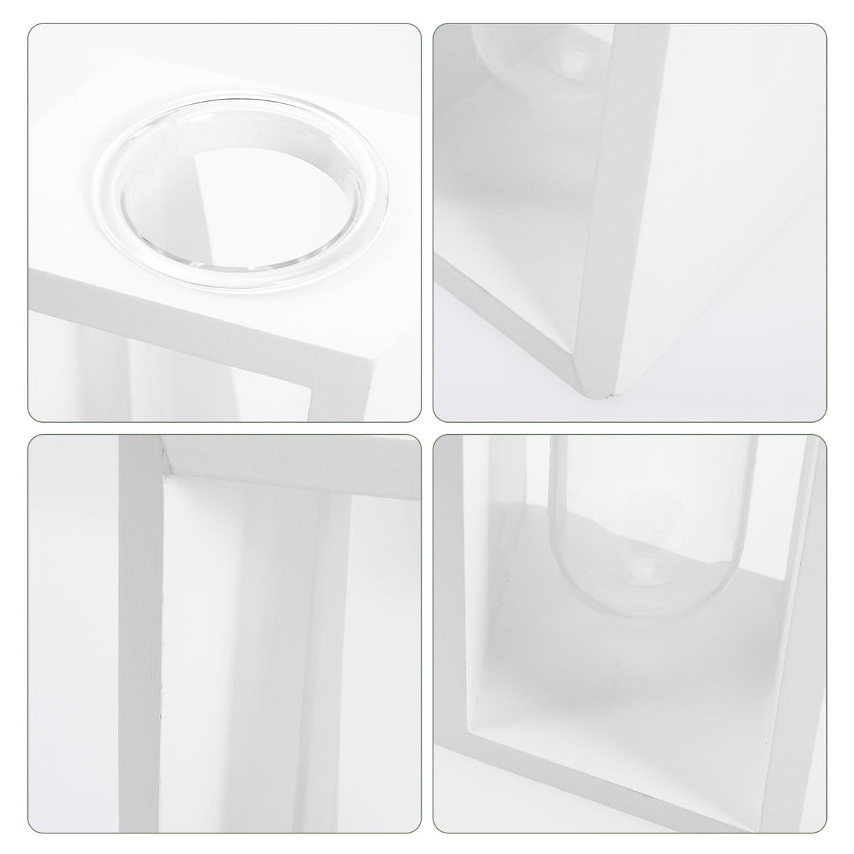 YARNOW Test Tube Plant Vase with White Wood Rack, Glass Hydroponic Propagation Tubes for Indoor Water Culture, Small Terrarium Holder for Home and Office Décor