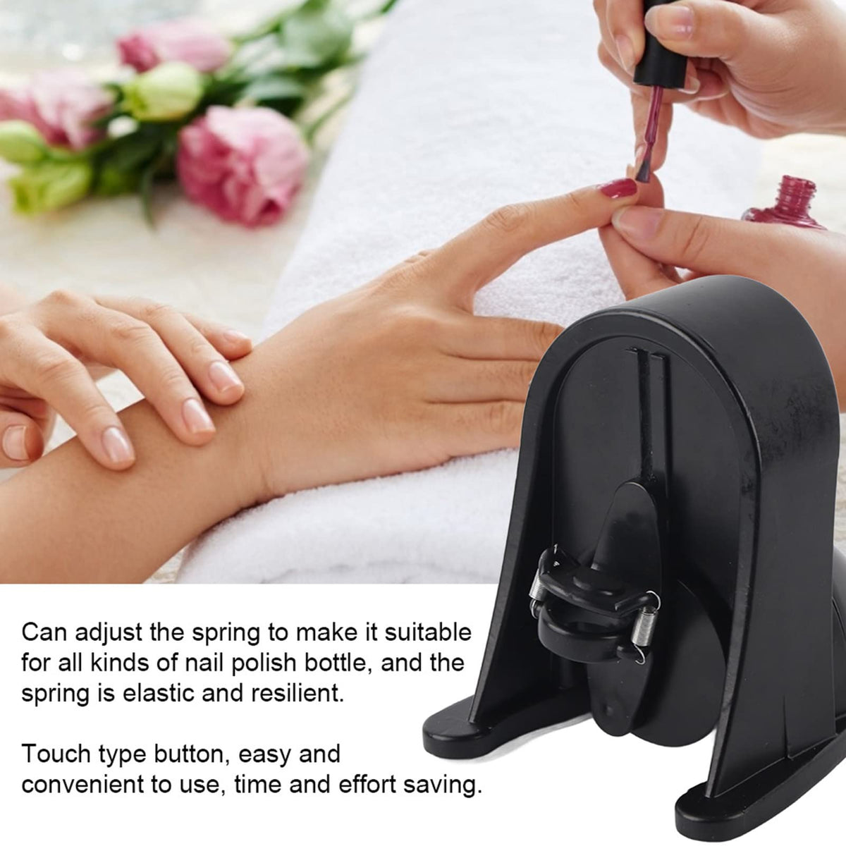 Nail Polish Shaker, 100-240V Professional Nail Polish Shaker Gel Liquid Bottle Automatic Stop Shaking Machine, Adjustable Spring for All Kinds of Nail Polish Bottle