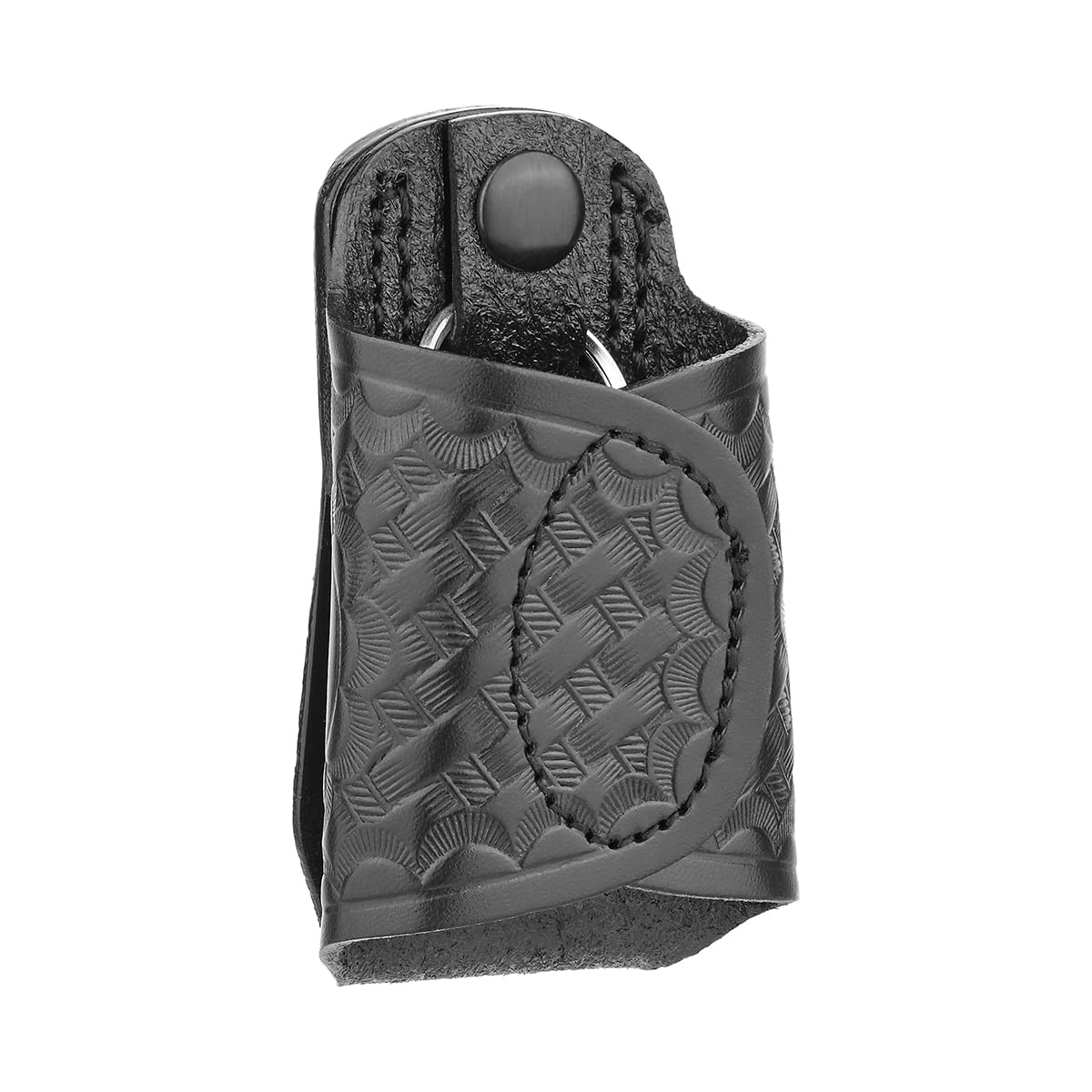 Dutyman Basketweave Black Leather Silent Key Holder - Full Grain Leather w/No Fillers - Keep Keys Secure & Silent