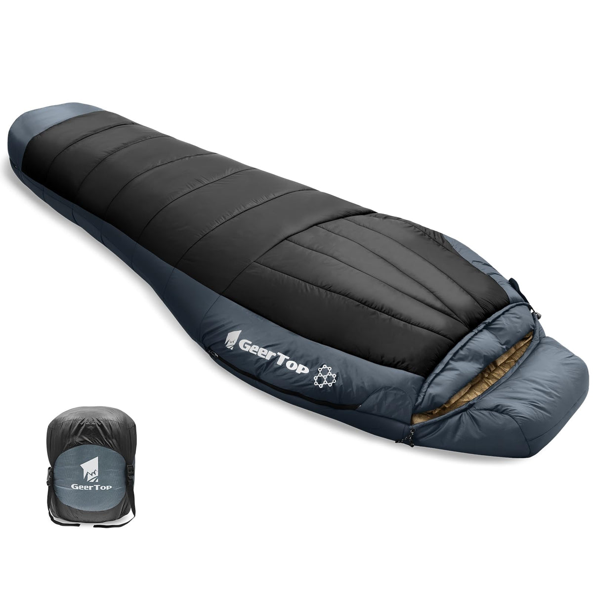 GEERTOP Portable Mummy Sleeping Bag with Graphene Lining for Adults Cold Weather 27°F to 40°F, Lightweight & Water-Resistant, Warm Compact for Camping Backpacking Hiking