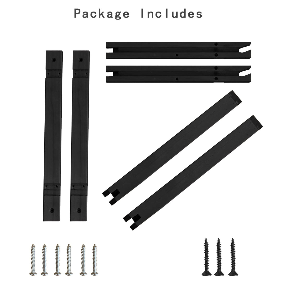 PRIADE Wall Mounted Wood Bracket for Hanging Sconce Pendant Lamp Kits, Planters, Lanterns, Wind Chimes, 12 Inch Floating Shelves Bracket, Set of 2 (Black)