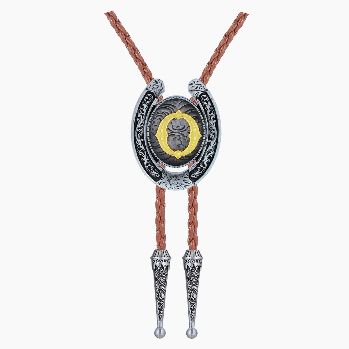 HUABOLA CALYN Brown Bolo Tie for Men Black Initial Letter ABCDMJR to Z Native American Western Cowboy Bolo Tie for Women (O)