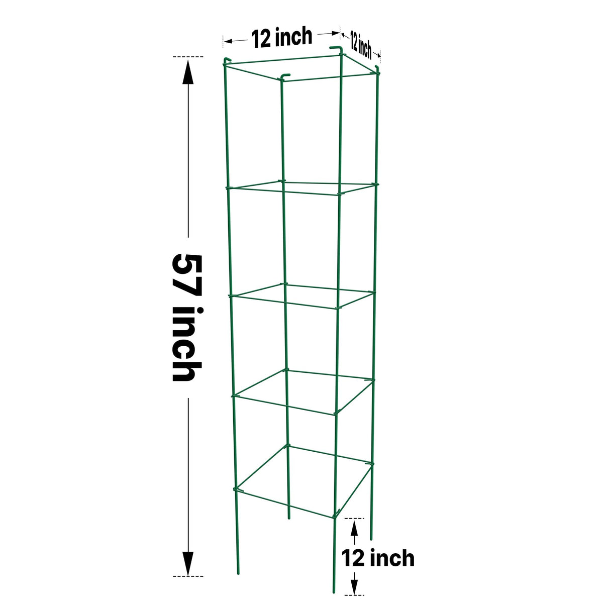 Thealyn Tomato Cages 6 Packs 57 Inches (H) Plant Stand with 164 Feet Twist Ties, Heavy Duty Garden Plants Support for Tomatoes, Cucumber, and Other Climbing Plants (Green)
