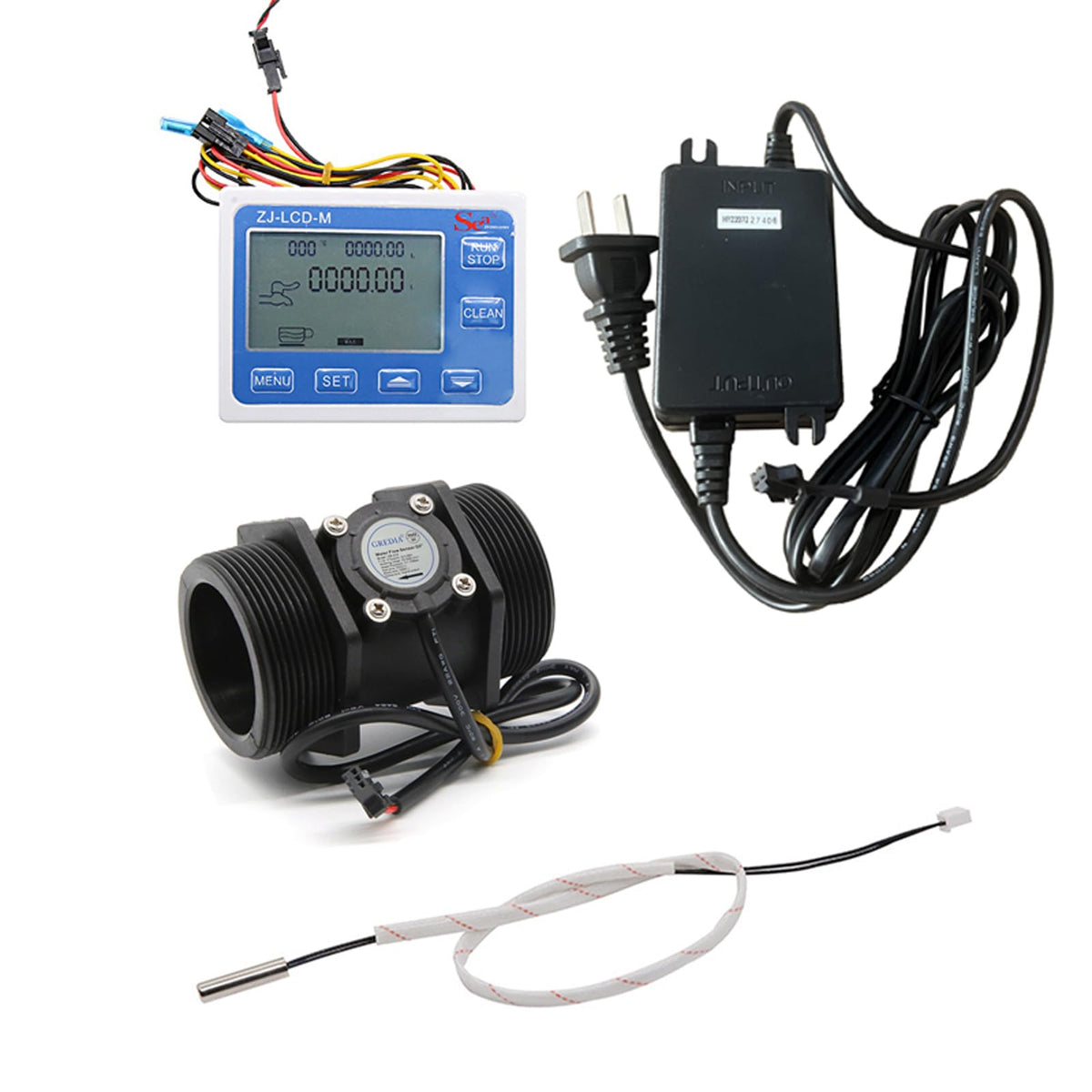 GREDIA Digital LCD Display Quantitative Controller Water Control + 2" Hall Effect Flow Sensor Flowmeter +24V Power