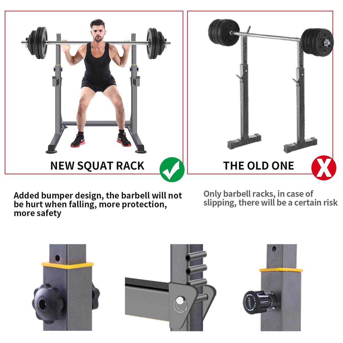 Adjustable Squat Rack,Multi-Function Barbell Rack for Weight Lifting and Home Gym Fitness Workout Portable Squat Bench Press