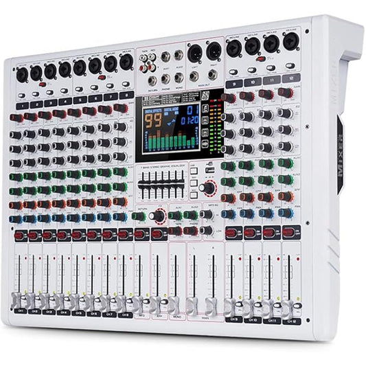 Yamnweo GF12 PRO Multi-Function 12-Channel Audio Mixer Large LCD Color Screen Stage Performance Mixer Isolated Independent Mute Built-in 7-Stage Equalizer and 99 Reverb DJ Mixer for Performances
