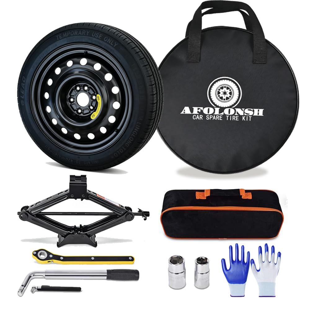 Spare Tire Kit Compatible with Chevrolet Camaro 2016-2024 | 135/80R18 Spare Wheel on 18x4 Rim| 26.5" Rolling Diameter | Includes Car Jack Kit & Tire Carrying Case Excluding (SS,LT1, ZL1, 1LE) Models