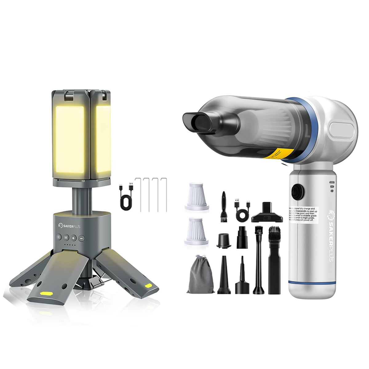 SakerPlus Telescopic Camping Lantern & SW107 Car Vacuum Portable