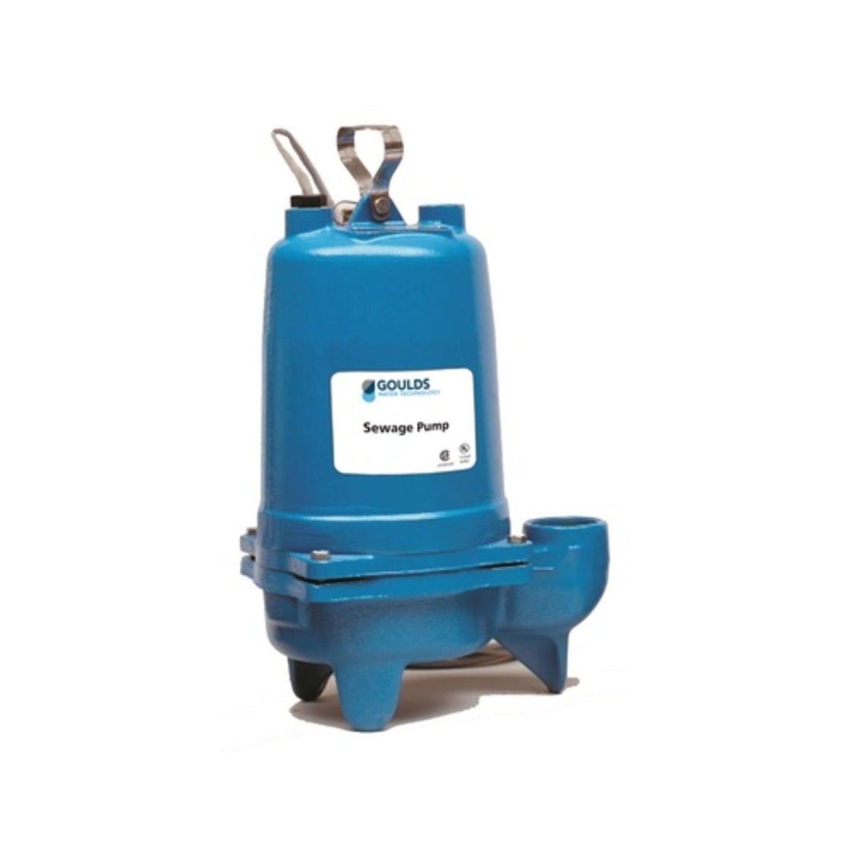Goulds WS0532B, Model 3886, WS_B Series, Submersible Sewage Pump, 1/2 HP, 230 Volts, 3 Phase, 2" NPT Vertical Discharge, 160 GPM Max, 25 ft Max Head, 20 ft Cord, Manual