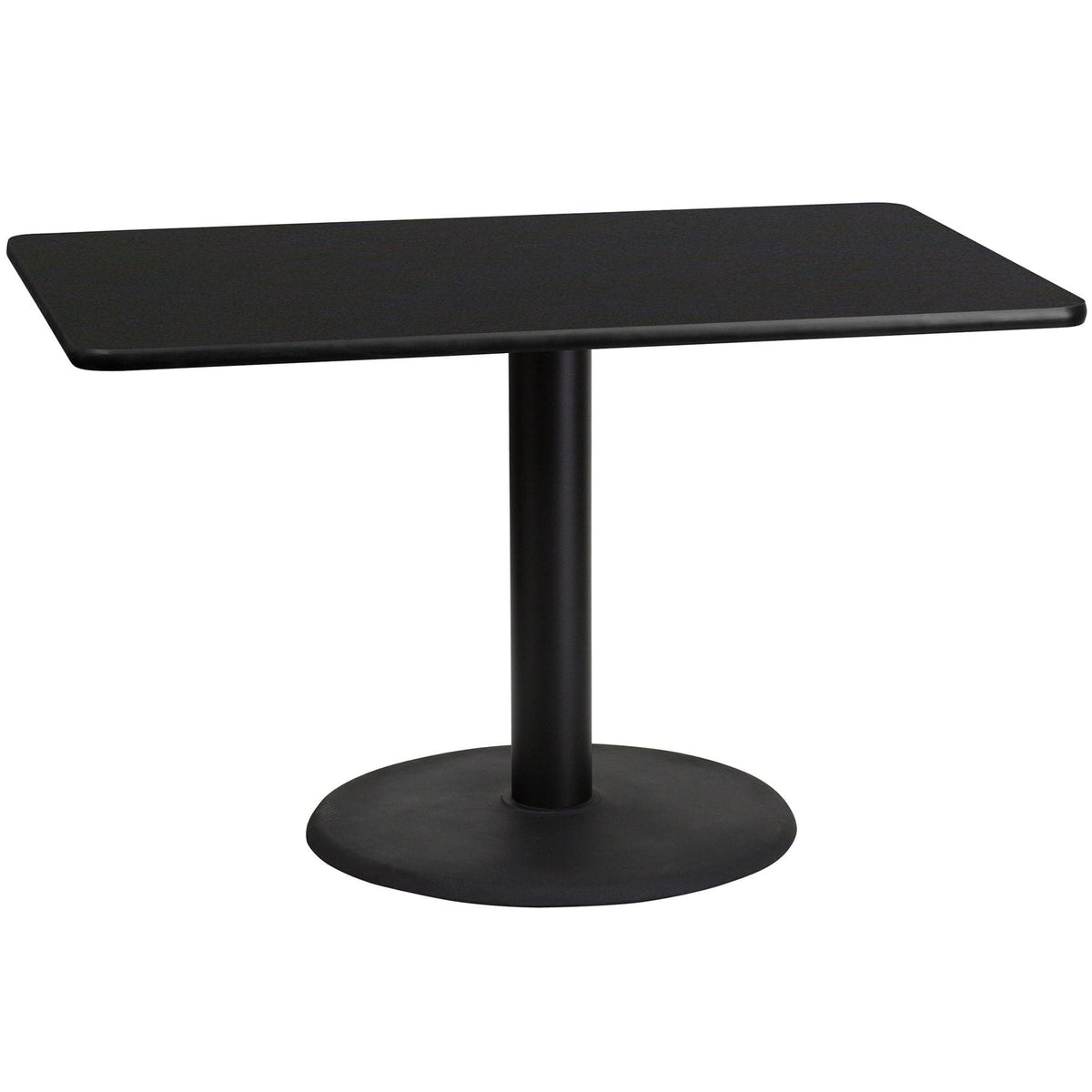 Flash Furniture 30'' x 48'' Rectangular Black Laminate Table Top with 24'' Round Table Height Base