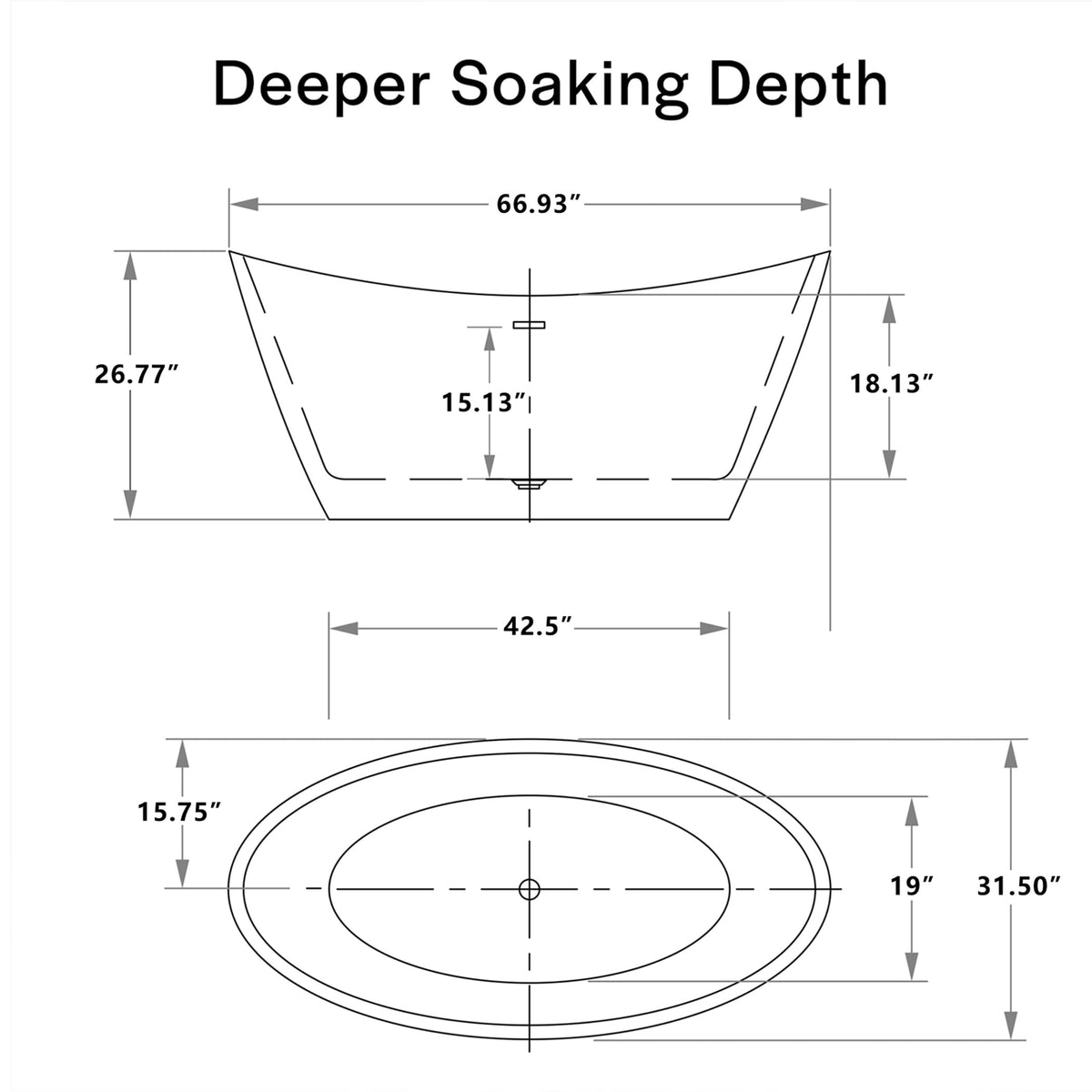 Empava EMPV-FT1518 67" Acrylic Freestanding Bathtub