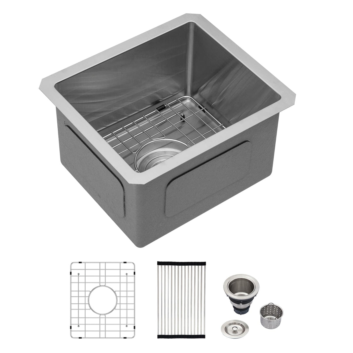 Logmey 13x15 Undermount Bar Sink,16 Gauge Heavy-Duty Stainless Steel Handmade Small Kitchen Sink,Scratch-resistant,Easy Clean,13x15x9 Single Bowl Utility Sink for RV & Prep Station