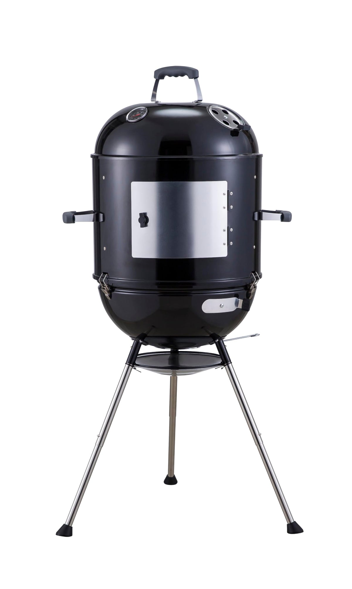 Megamaster Vertical 18 Inch Charcoal BBQ Smoker, 4-in-1 Portable Outdoor Grill with Adjustable Air Vent, 600 SQ. In Cooking Area, Built-in Temperature Gauge, BBQ Grill for Camping, Picnics - 810-36014