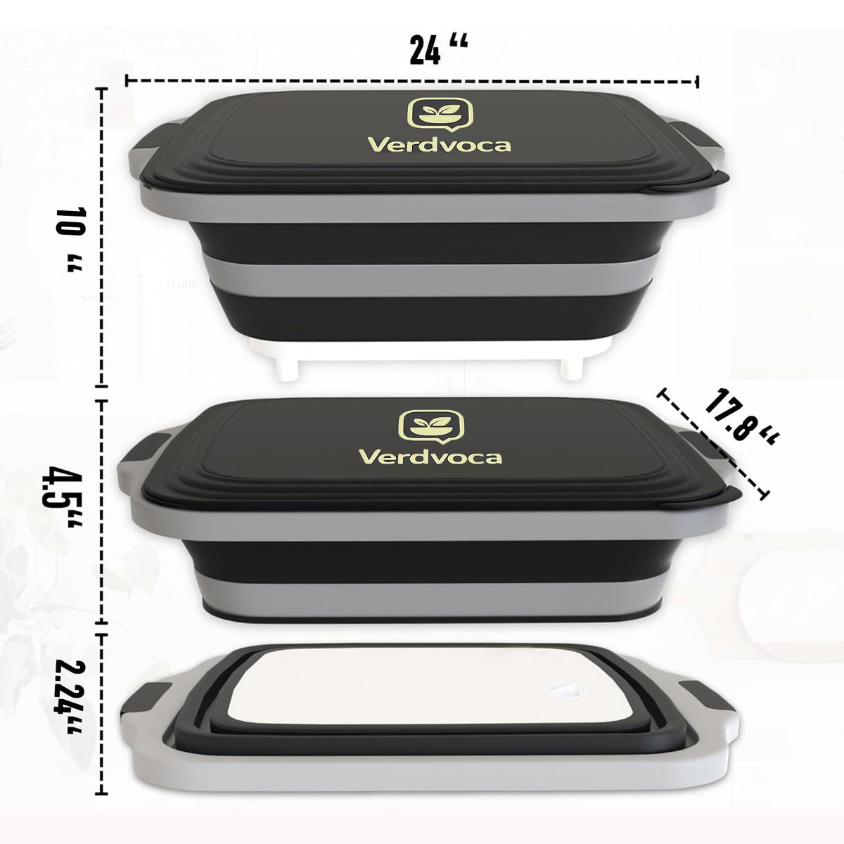 Verdvoca 2Pcs XXL Collapsible BBQ Prep Tubs w/Cutting Board and Lid, 1 Pcs 21 Inch Tyvek Black BBQ Blanket for Resting Meat