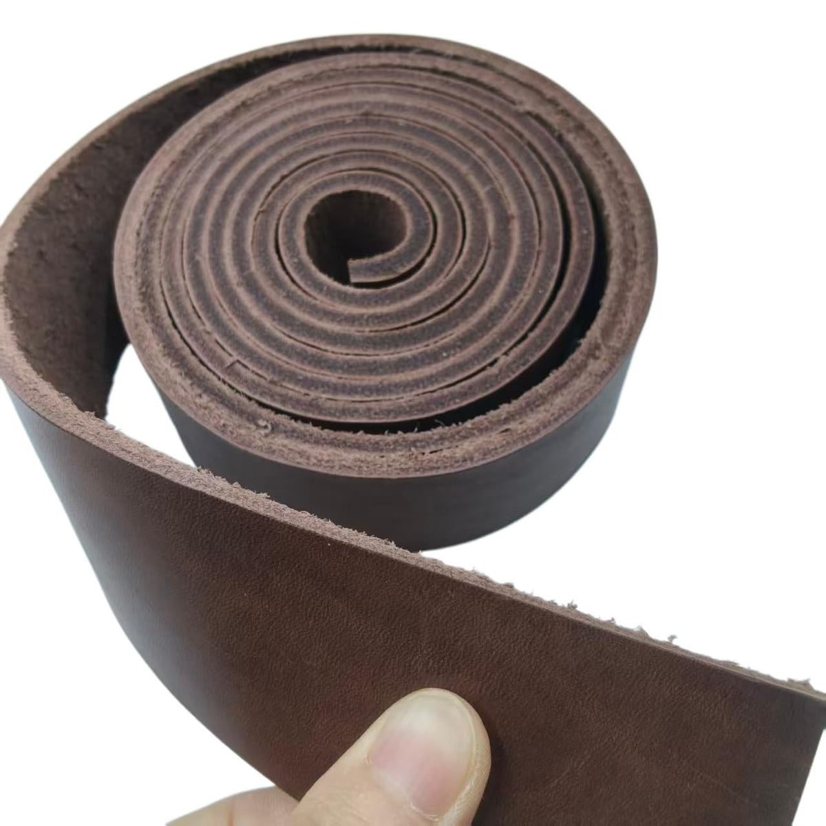 Premium Leather Strap, Brown Genuine Leather Strips, Heavy-Duty Leather Strip 4-5 Millimeters Thick (10-12.5 Ounces), Full Grain Leather Strips for Crafts (Brown 0.79"× 54")